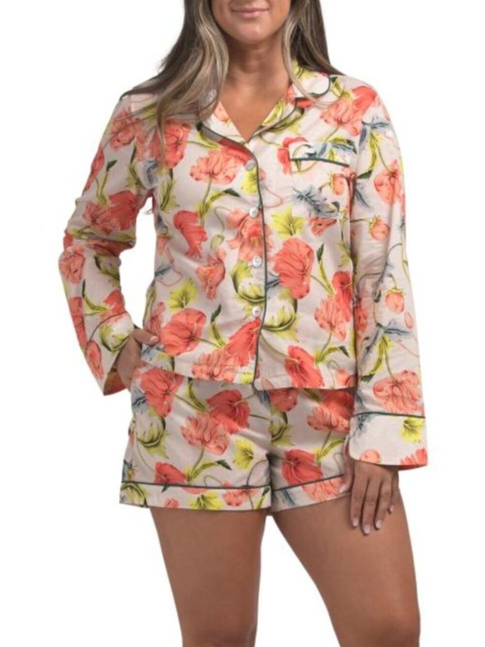 THE LAZY POET 2pc Vera Hypnos Long Sleeve Short Pajama Set